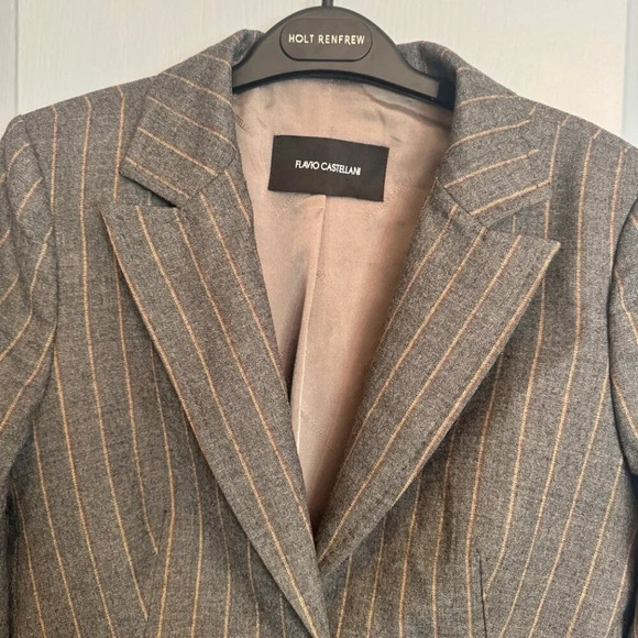 Flavio Castellani Pinstripe Wool Blazer Women's Size US 8  IT 44 Academia Preppy - Picture 3 of 16